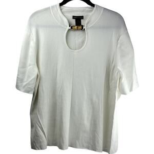 Grace Dane Lewis Wood Accent Detail Women 3X Short Sleeve Stretch Comfort Top